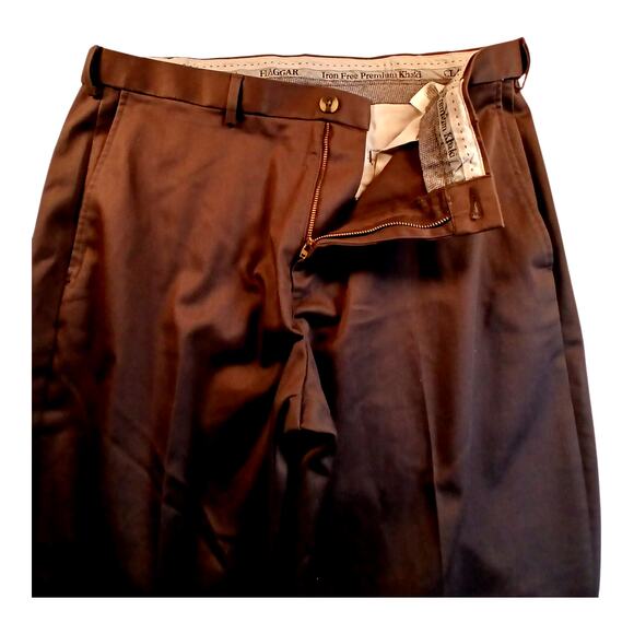 Haggard Iron Free Men's Premium Brwon Khaki Pants - 36x30 - Picture 3 of 6